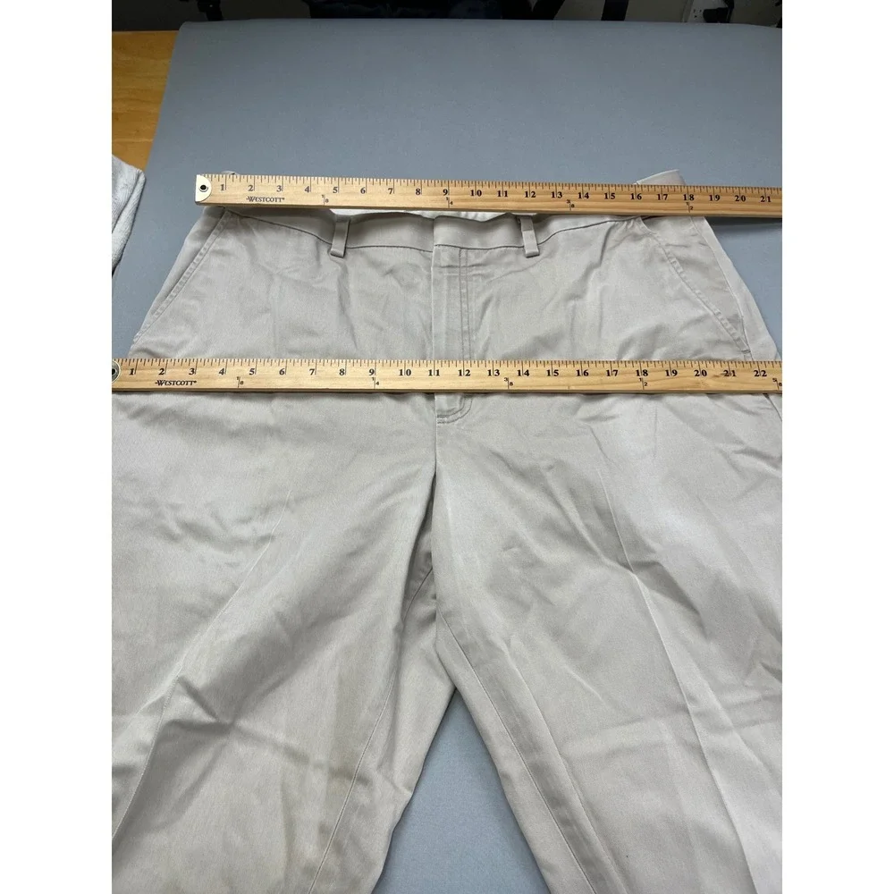 LL Bean Mens Comfort Waist Chinos Tan Khaki Flat Front Cotton Pants 37x26 262555